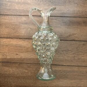 Elegant Clear Green Glass Grape Embossed Pitcher Decanter PINORD